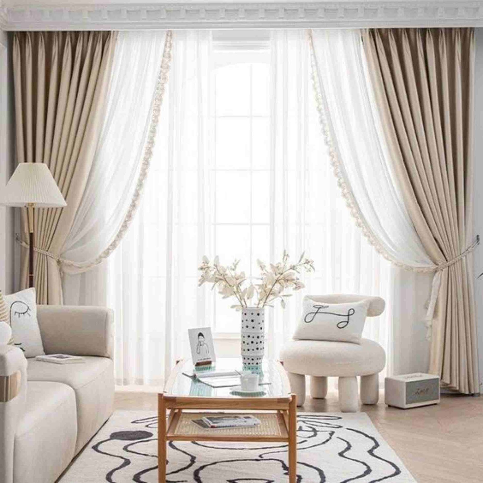 living room curtain design in dubai