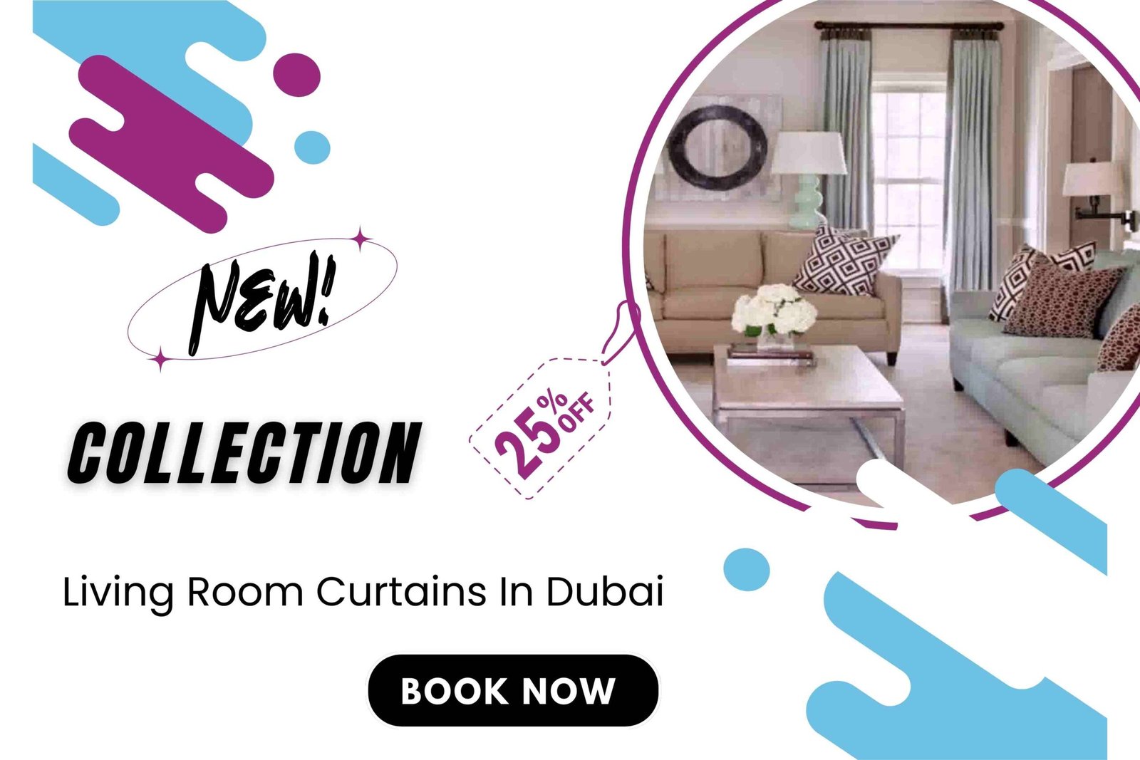 living room curtain design in dubai